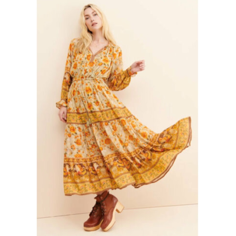 Spell and The Gipsy SEASHELL GOWN sz M sand floral